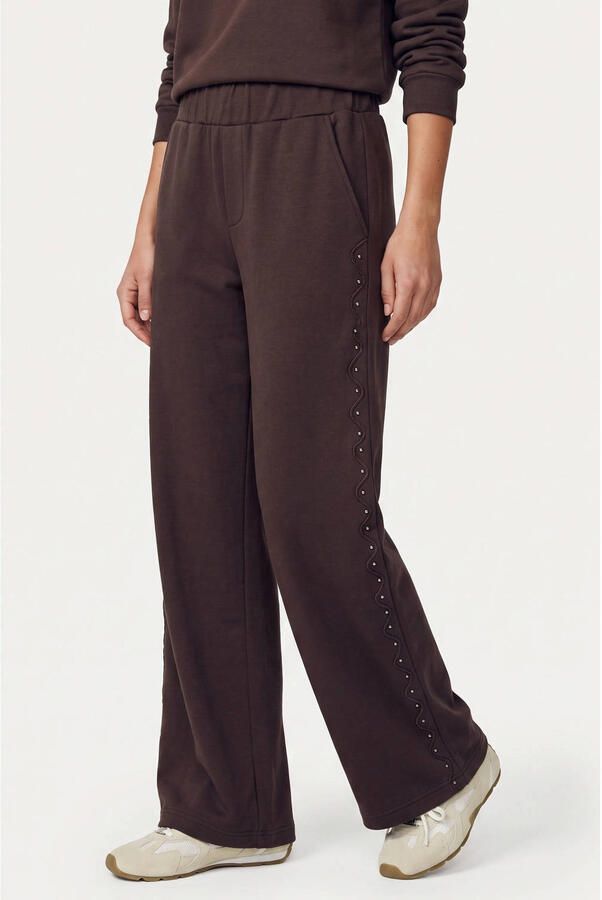 CS the Label wide leg broek met strass-steentjes bruin - Foto 2