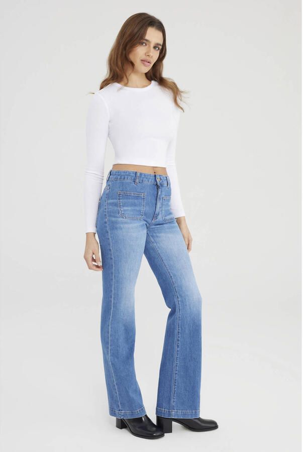 Cup of Joe Denim flared jeans mediumblauw
