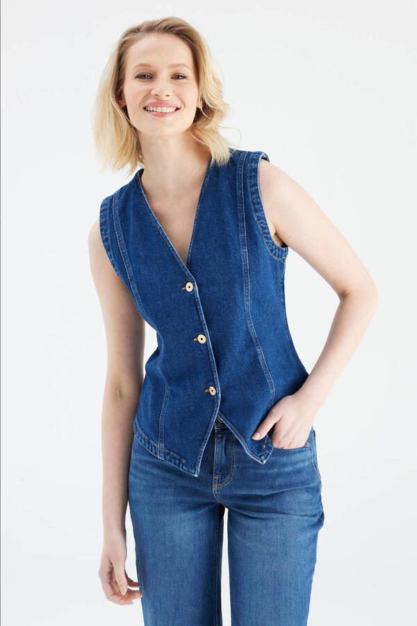 Cup of Joe Denim gilet dark blue denim