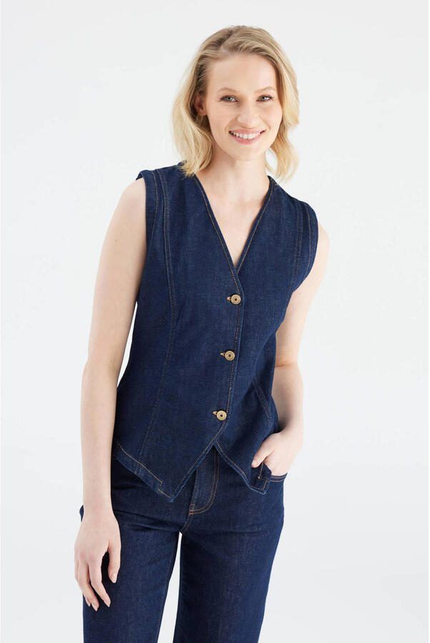 Cup of Joe Denim gilet dark blue denim