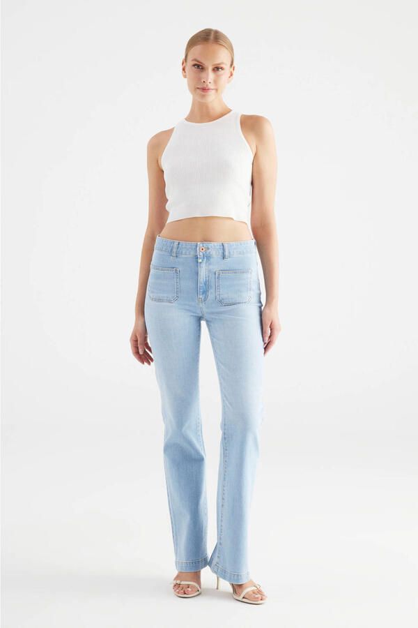 Cup of Joe Denim high waist straight leg jeans light blue denim
