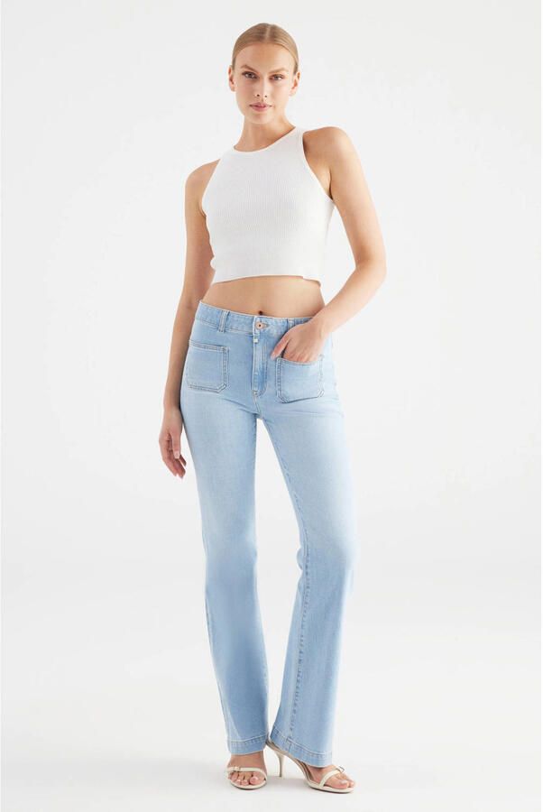Cup of Joe Denim high waist straight leg jeans light blue denim - Foto 2