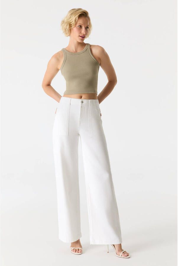 Cup of Joe Denim high waist wide leg jeans ecru