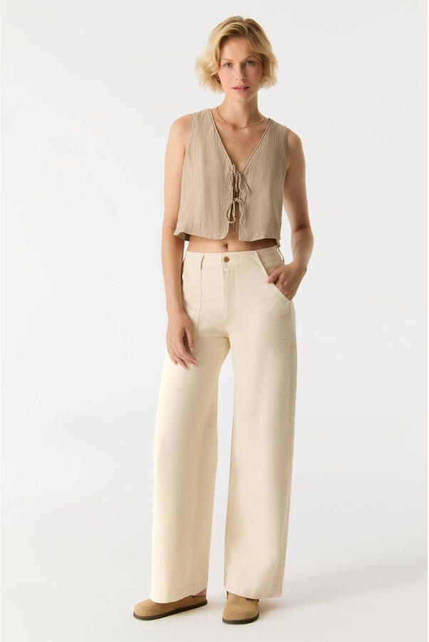 Cup of Joe Denim high waist wide leg jeans ecru - Foto 2