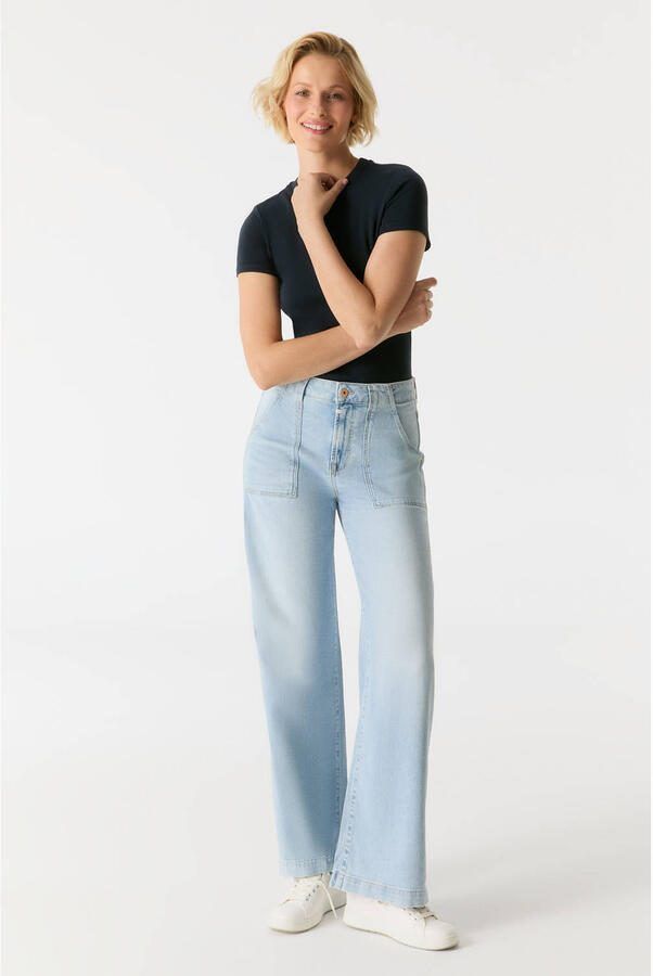 Cup of Joe Denim high waist wide leg jeans light blue denim - Foto 3
