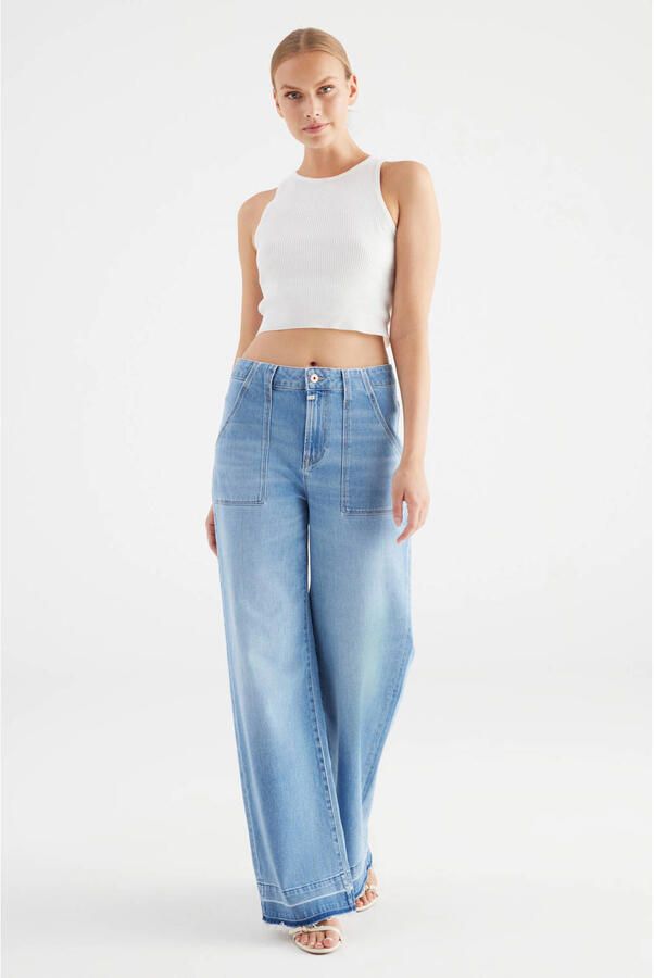 Cup of Joe Denim high waist wide leg jeans light blue denim