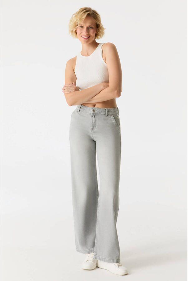 Cup of Joe Denim Maxine wide leg jeans grijs - Foto 3