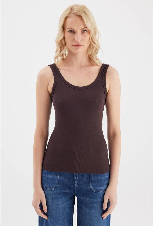 Cup of Joe Denim mouwloze top donkerbruin