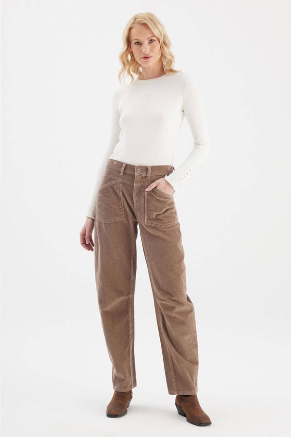 Cup of Joe Denim regular waist barrel jeans bruin