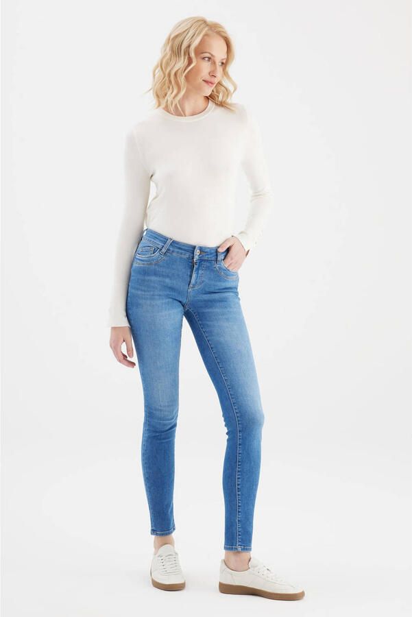 Cup of Joe Denim regular waist skinny jeans mediumblauw - Foto 3
