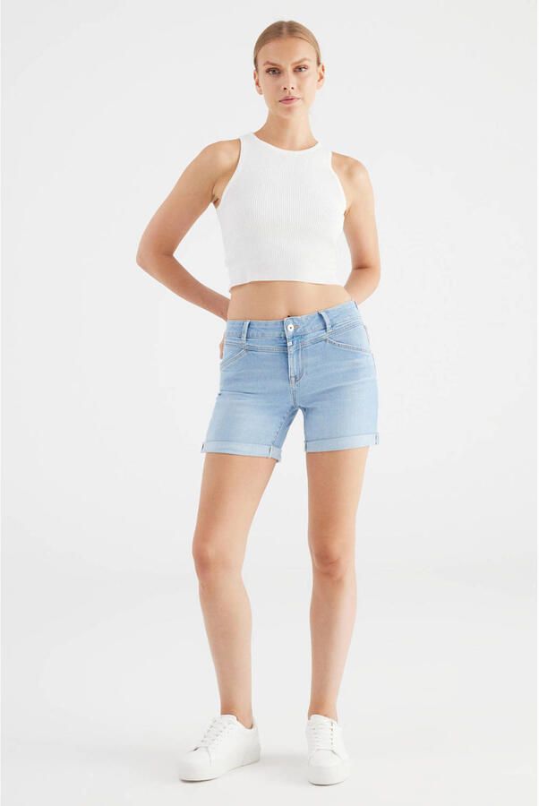 Cup of Joe Denim skinny regular waist short light blue denim