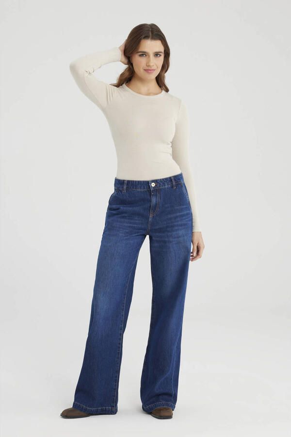 Cup of Joe Denim wide leg jeans dark blue denim