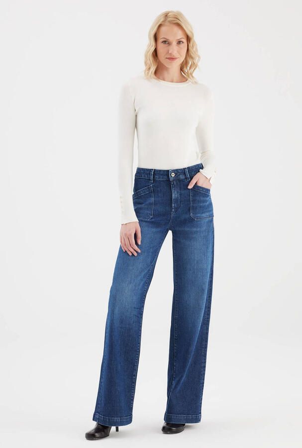 Cup of Joe Denim wide leg jeans donkerblauw - Foto 3