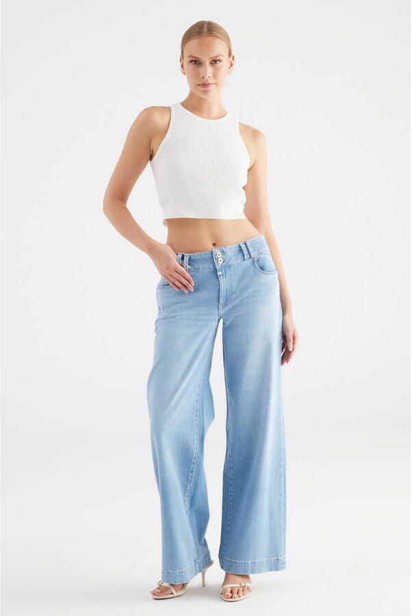 Cup of Joe Denim wide leg jeans light blue denim