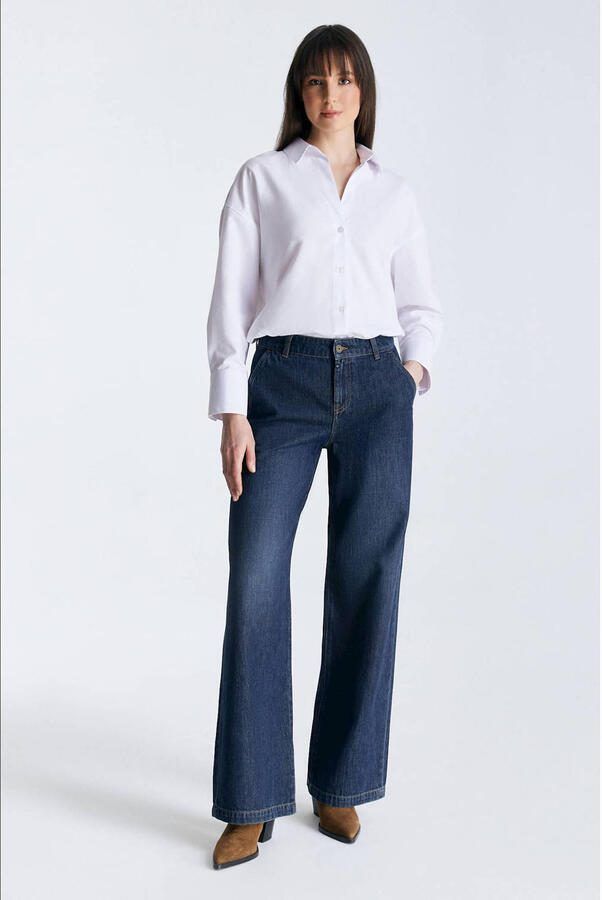 Cup of Joe Denim Maxine wide leg jeans donkerblauw - Foto 2