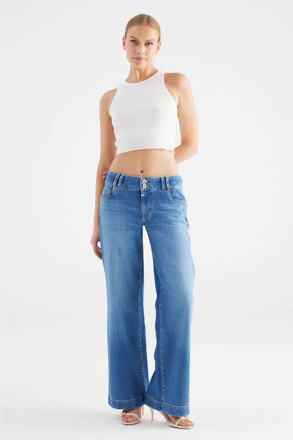 Cup of Joe Denim wide leg jeans medium blue denim