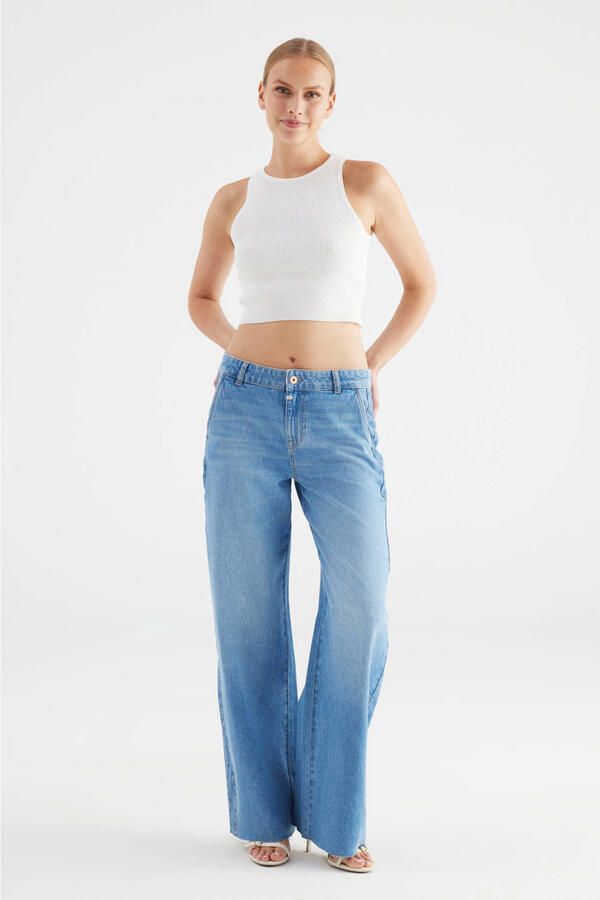 Cup of Joe Denim wide leg jeans medium blue denim