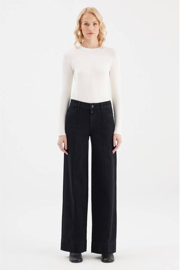 Cup of Joe Denim wide leg jeans zwart