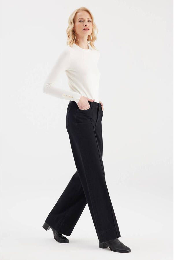 Cup of Joe Denim wide leg jeans zwart - Foto 2