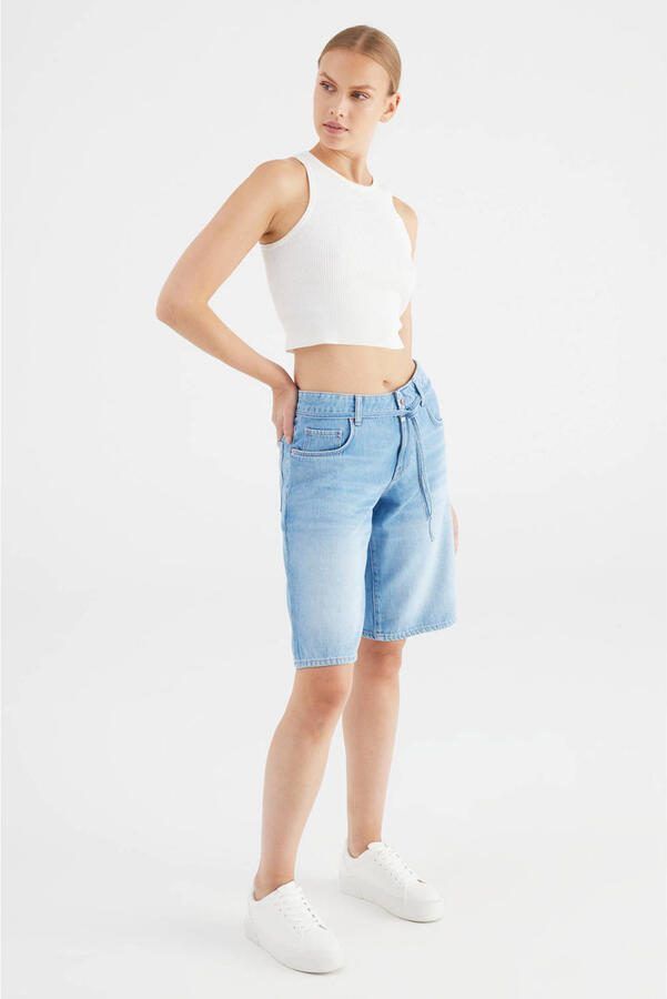 Cup of Joe Denim wide leg regular waist short light blue denim