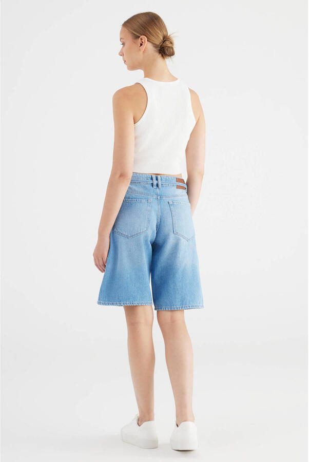 Cup of Joe Denim wide leg regular waist short light blue denim - Foto 2