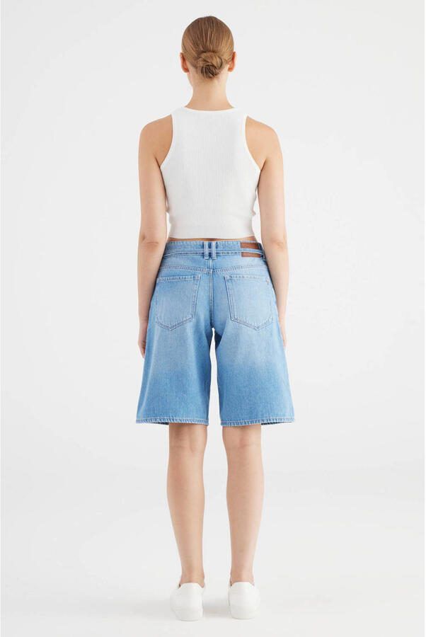 Cup of Joe Denim wide leg regular waist short light blue denim - Foto 3