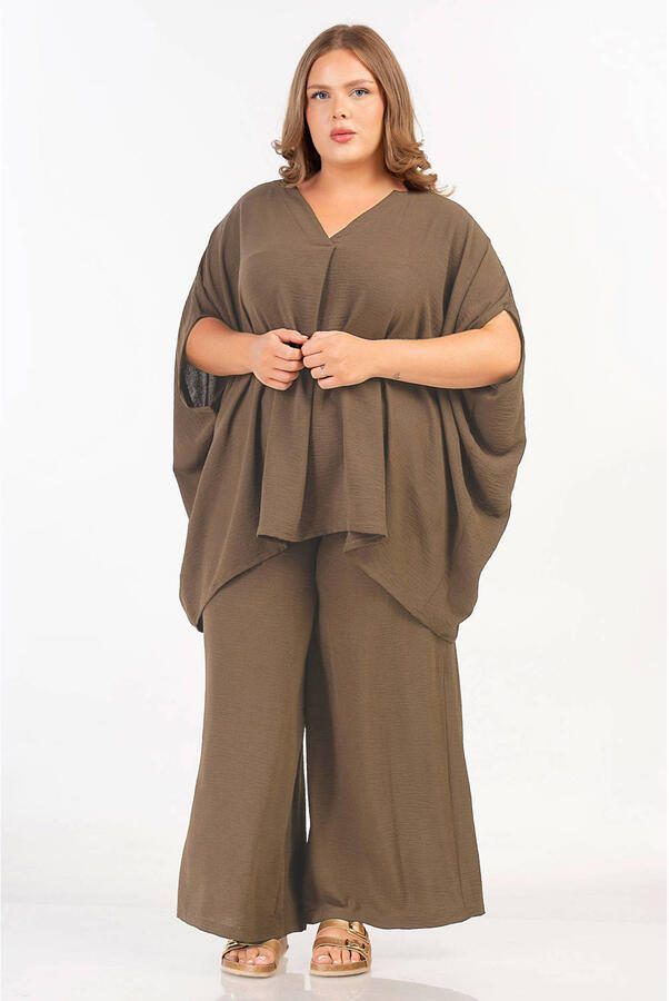 Curviss wide leg high waist broek olijfgroen