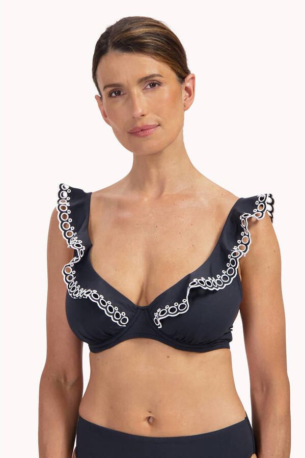 Cyell niet-voorgevormde beugel bikinitop met ruches zwart - Foto 2