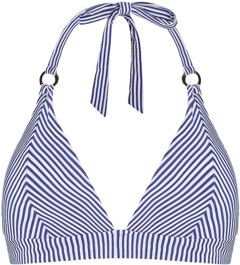 Cyell voorgevormde halter bikinitop blauw wit