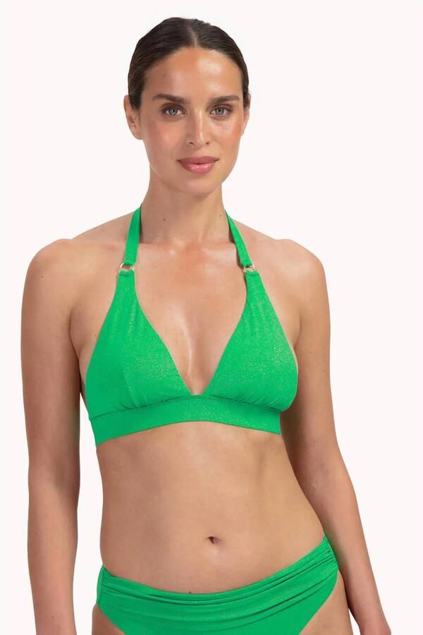 Cyell voorgevormde halter bikinitop met lurex groen - Foto 2