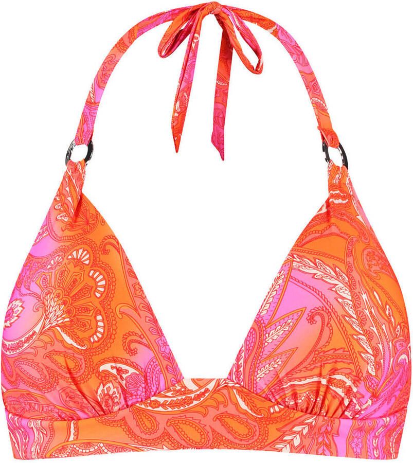 Cyell voorgevormde halter bikinitop roze oranje