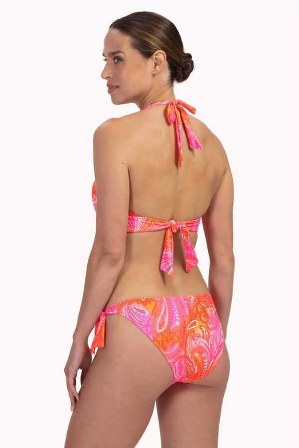 Cyell voorgevormde halter bikinitop roze oranje - Foto 2
