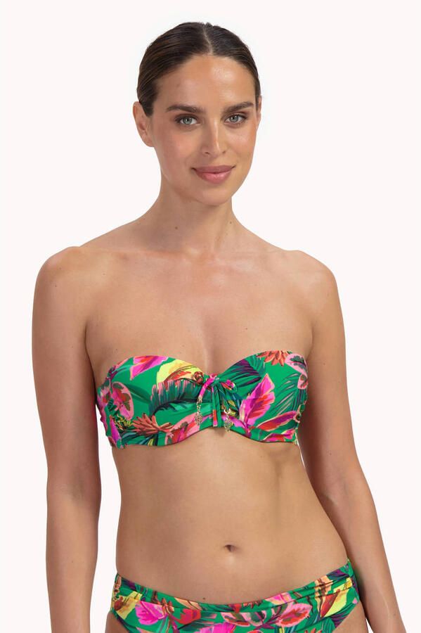Cyell voorgevormde srapless bandeau bikinitop groen multi - Foto 2