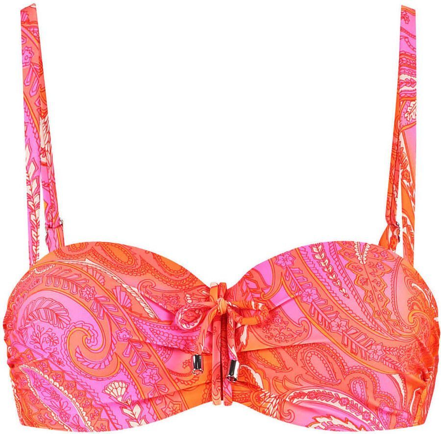 Cyell voorgevormde strapless bandeau bikini roze oranje