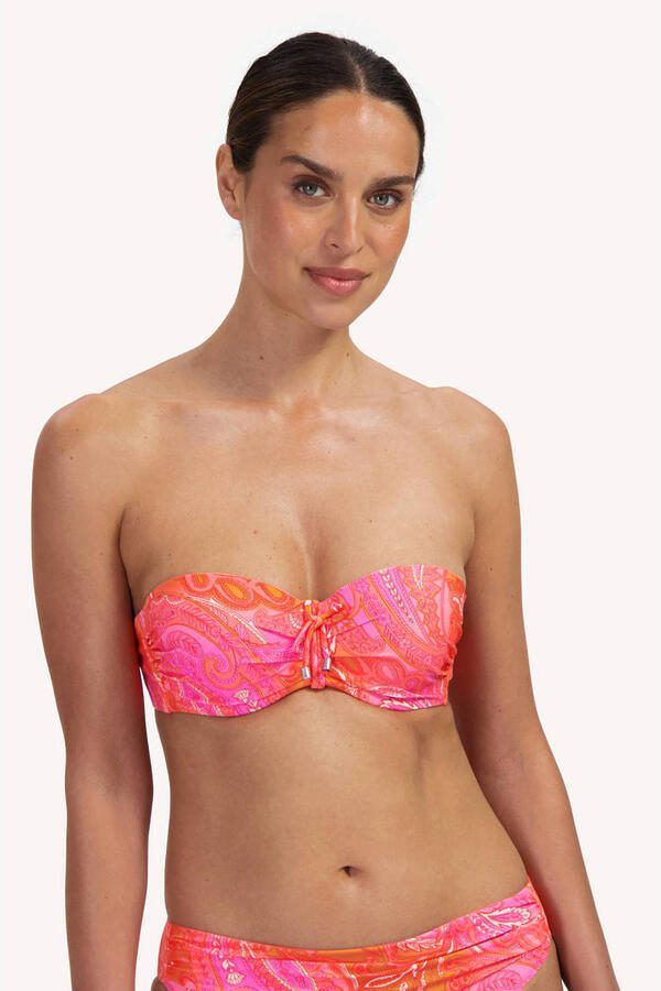 Cyell voorgevormde strapless bandeau bikini roze oranje - Foto 2