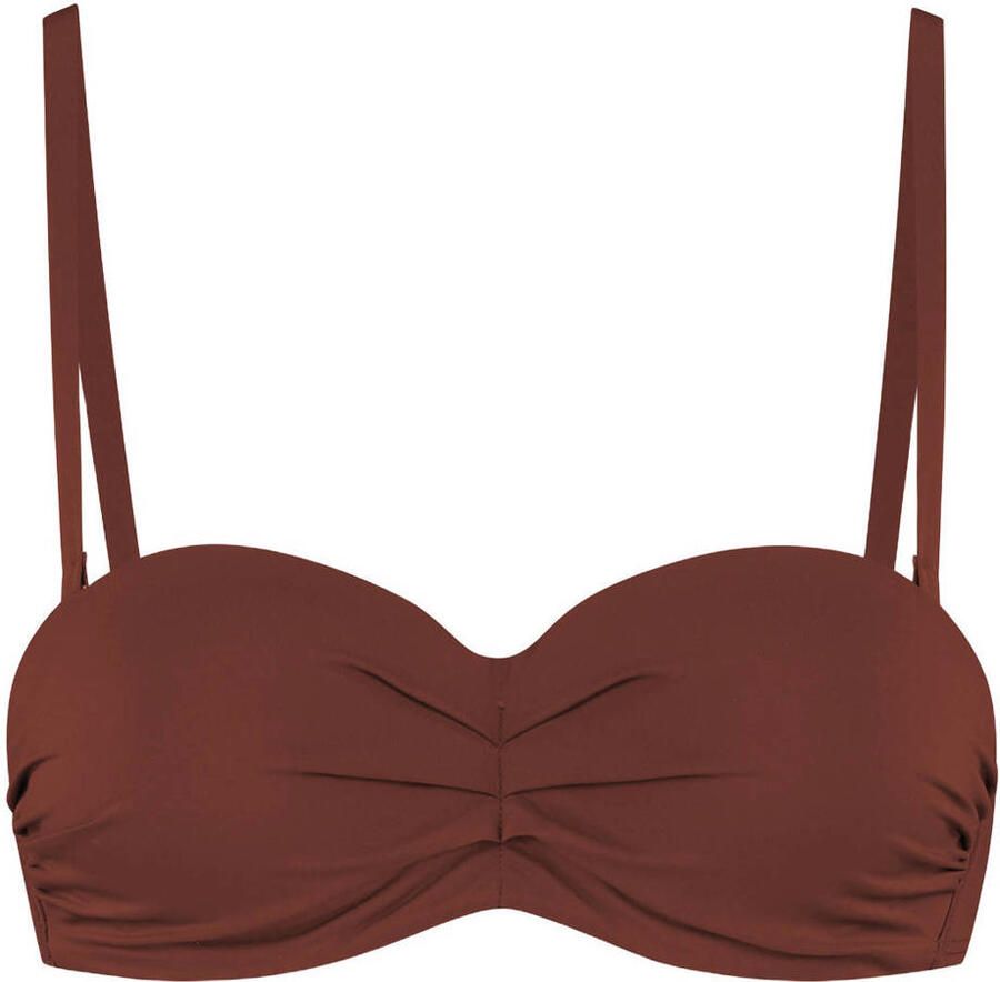 Cyell voorgevormde strapless bandeau bikinitop bruin