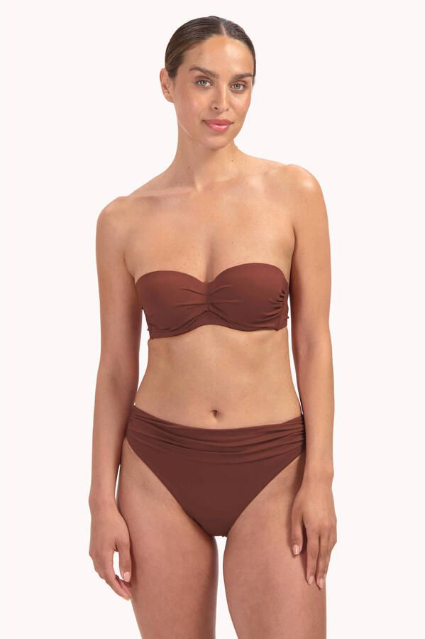 Cyell voorgevormde strapless bandeau bikinitop bruin - Foto 3