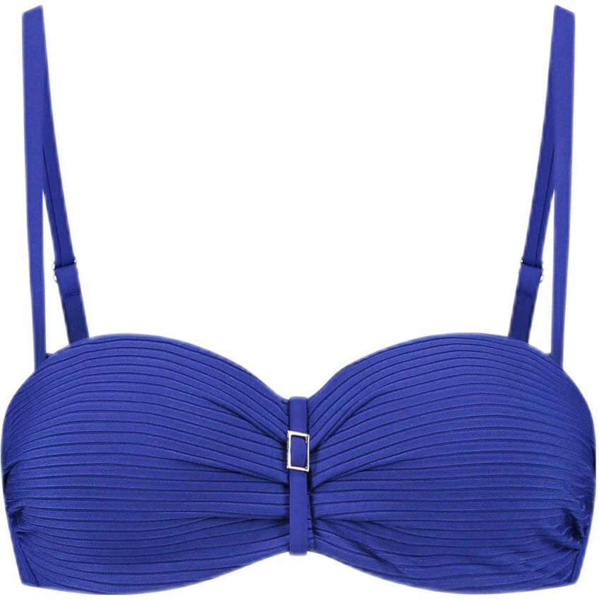 Cyell voorgevormde strapless bandeau bikinitop donkerblauw