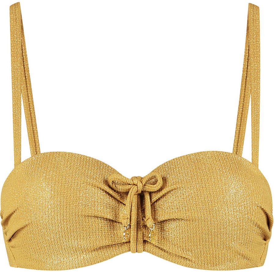 Cyell voorgevormde strapless bandeau bikinitop Golden Hour met lurex goud