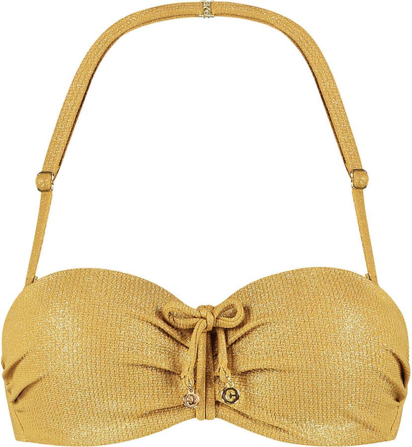 Cyell voorgevormde strapless bandeau bikinitop Golden Hour met lurex goud - Foto 2