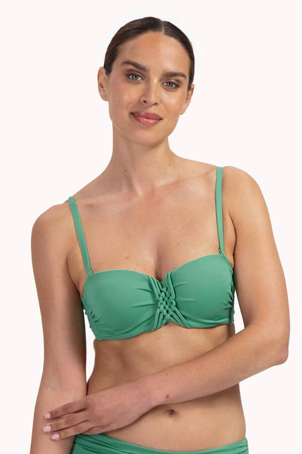 Cyell voorgevormde strapless bandeau bikinitop Green Oasis groen - Foto 3