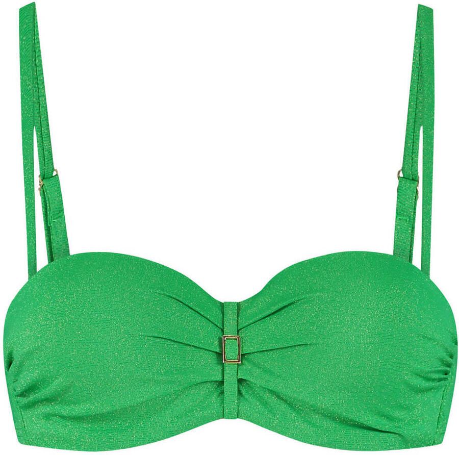 Cyell voorgevormde strapless bandeau bikinitop met lurex groen