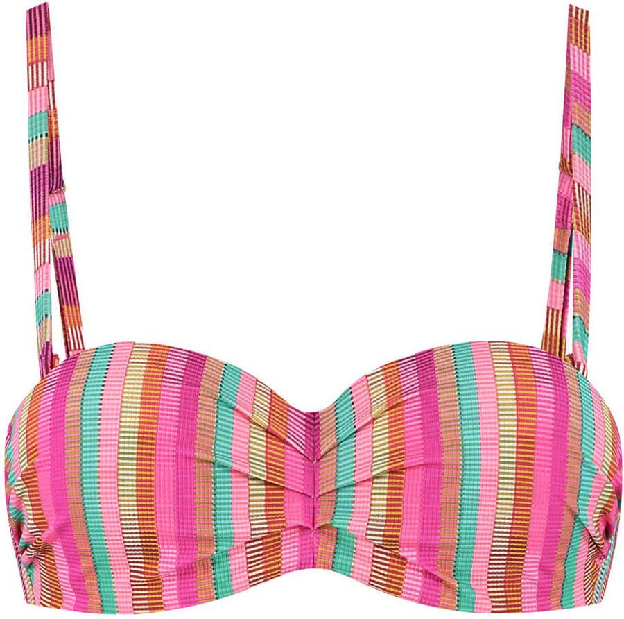 Cyell voorgevormde strapless bandeau bikinitop roze groen