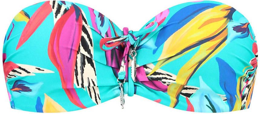Cyell voorgevormde strapless bandeau bikinitop turquoise roze