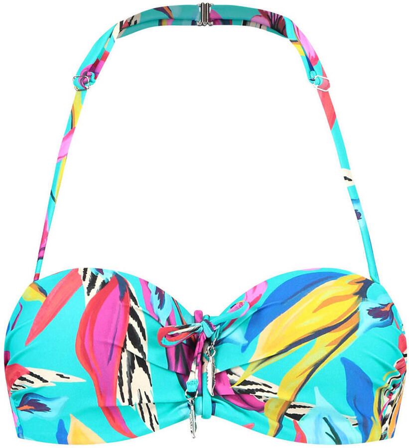 Cyell voorgevormde strapless bandeau bikinitop turquoise roze - Foto 2