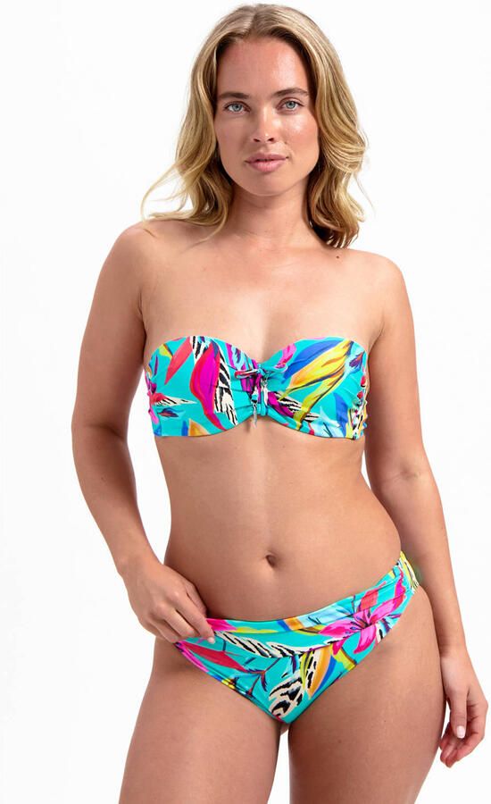 Cyell voorgevormde strapless bandeau bikinitop turquoise roze - Foto 3
