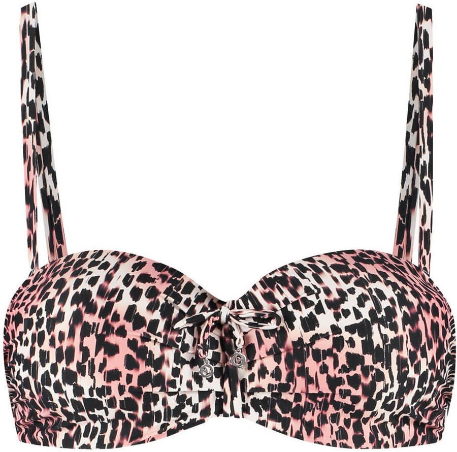 Cyell voorgevormde strapless bandeau bikinitop zwart ecru roze