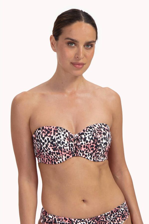 Cyell voorgevormde strapless bandeau bikinitop zwart ecru roze - Foto 3
