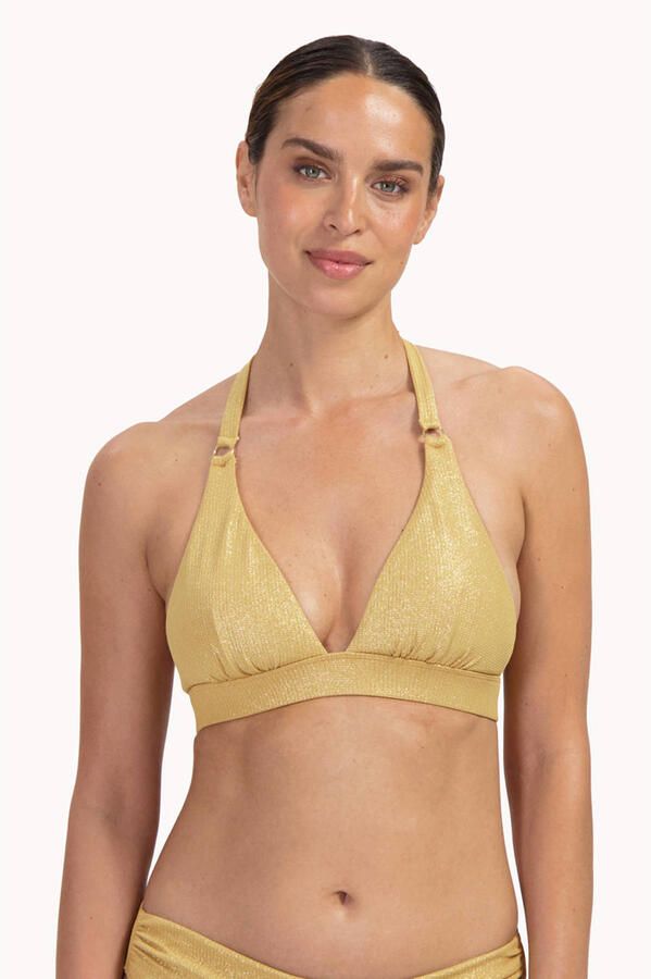 Cyell voorgevormde triangel bikinitop Golden Hour met lurex goud - Foto 2