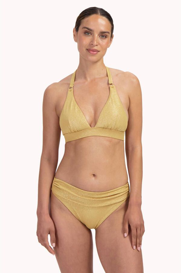 Cyell voorgevormde triangel bikinitop Golden Hour met lurex goud - Foto 3